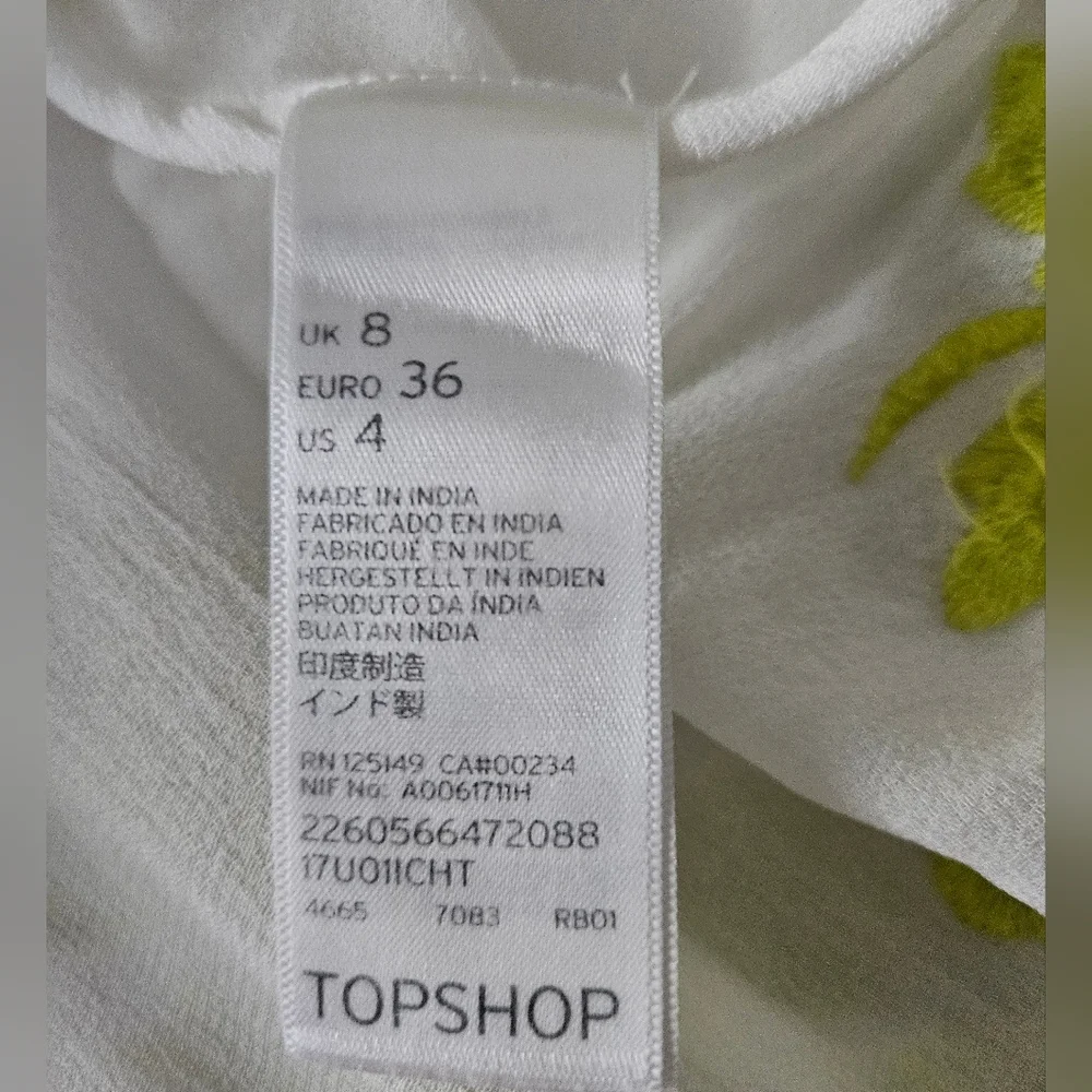 TOPSHOP Lime Green Floral Embroidered Sheer Kimono | SZ 4 / S-M